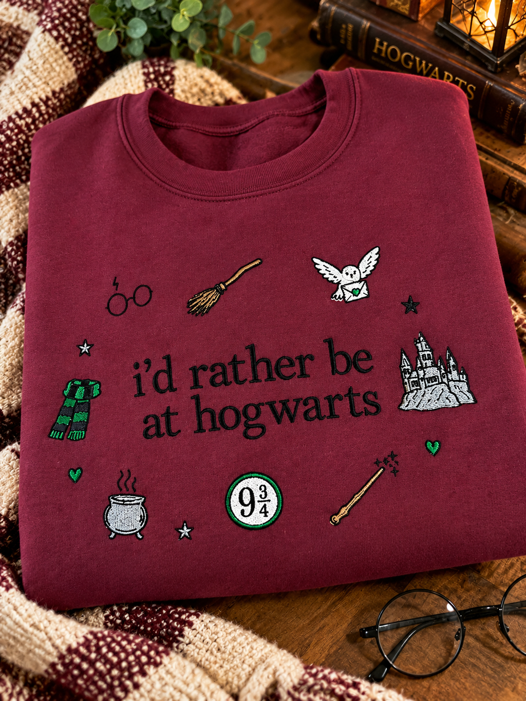 I’d Rather Be at Hogwarts Embroidered Sweatshirt