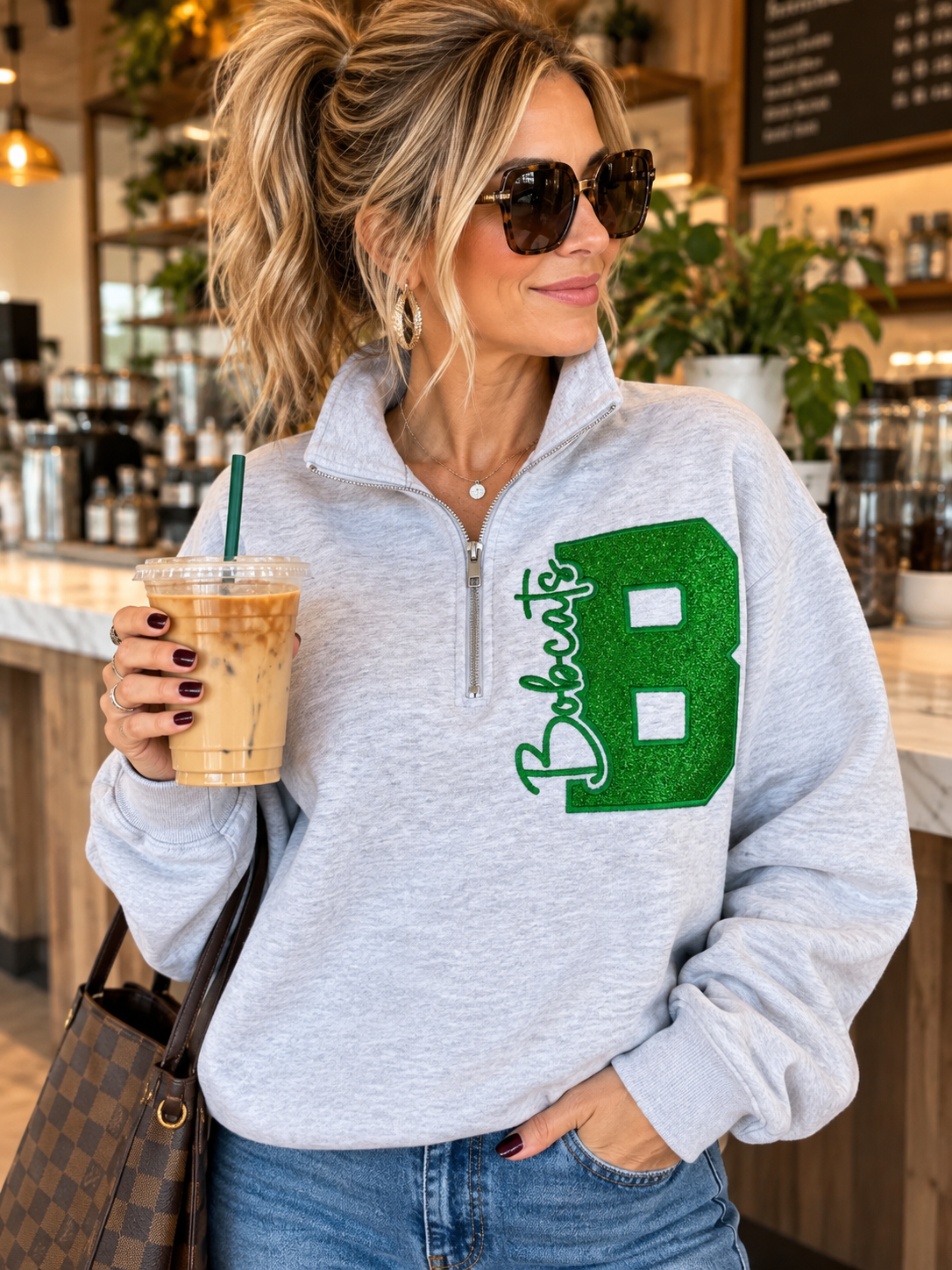 Bobcats Glitter Quarter Zip