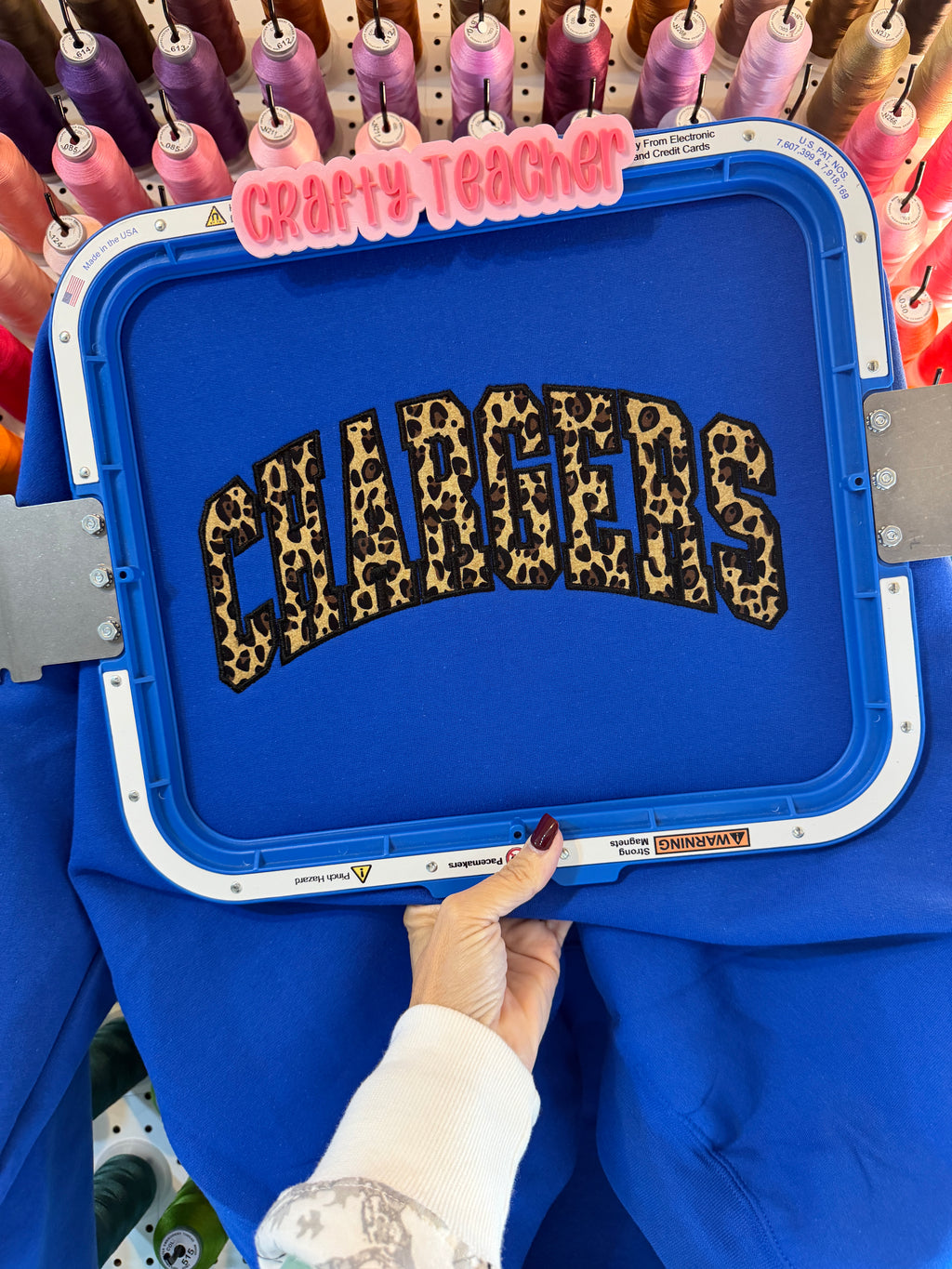 Chargers Leopard Print Appliqué Embroidered Sweatshirt